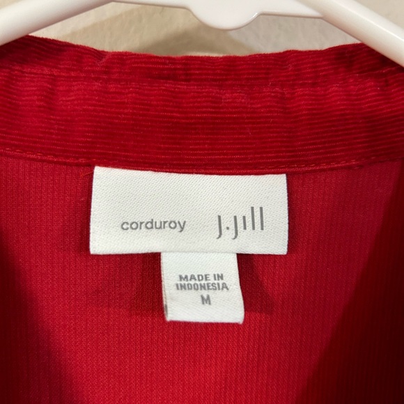 J Jill Corduroy Shirt Women's Medium Button Up Red Casual Ladies Pockets - Picture 3 of 3